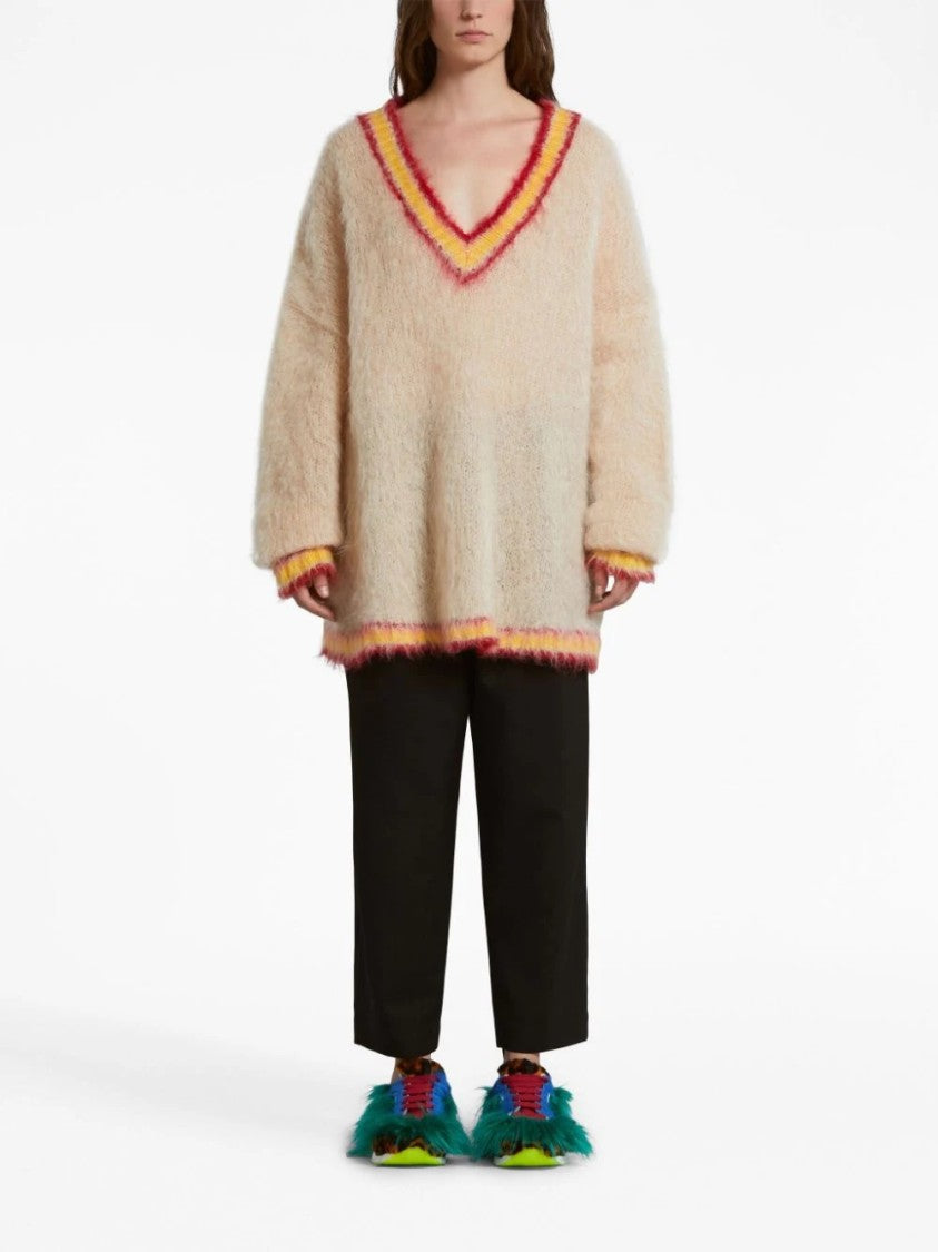 Marni Virgin Wool Trousers With Pleats And Comfortable Waistband