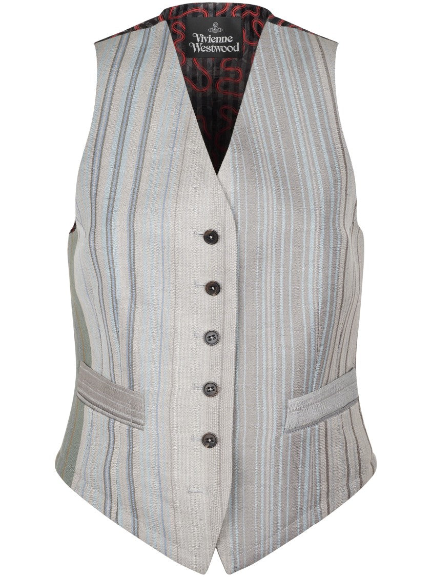 Vivienne Westwood Tailored Waistcoat With Vertical Stripes And Abstract Back