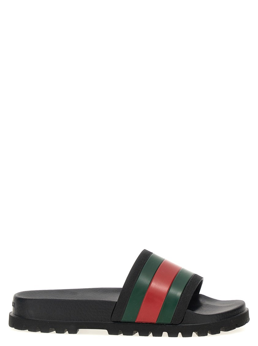 Gucci Contoured Slides With Textured Rubber Sole