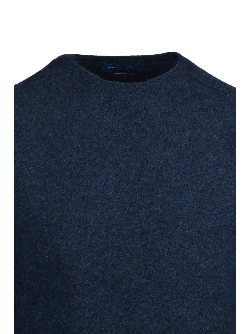 Daniele Fiesoli Stretch Crew Neck Pullover In Deep Blue Tone