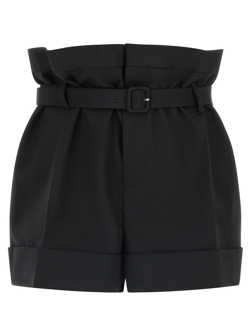Saint Laurent High-Waisted Pouch Style Shorts With Stretched Pleats And Removable Belt