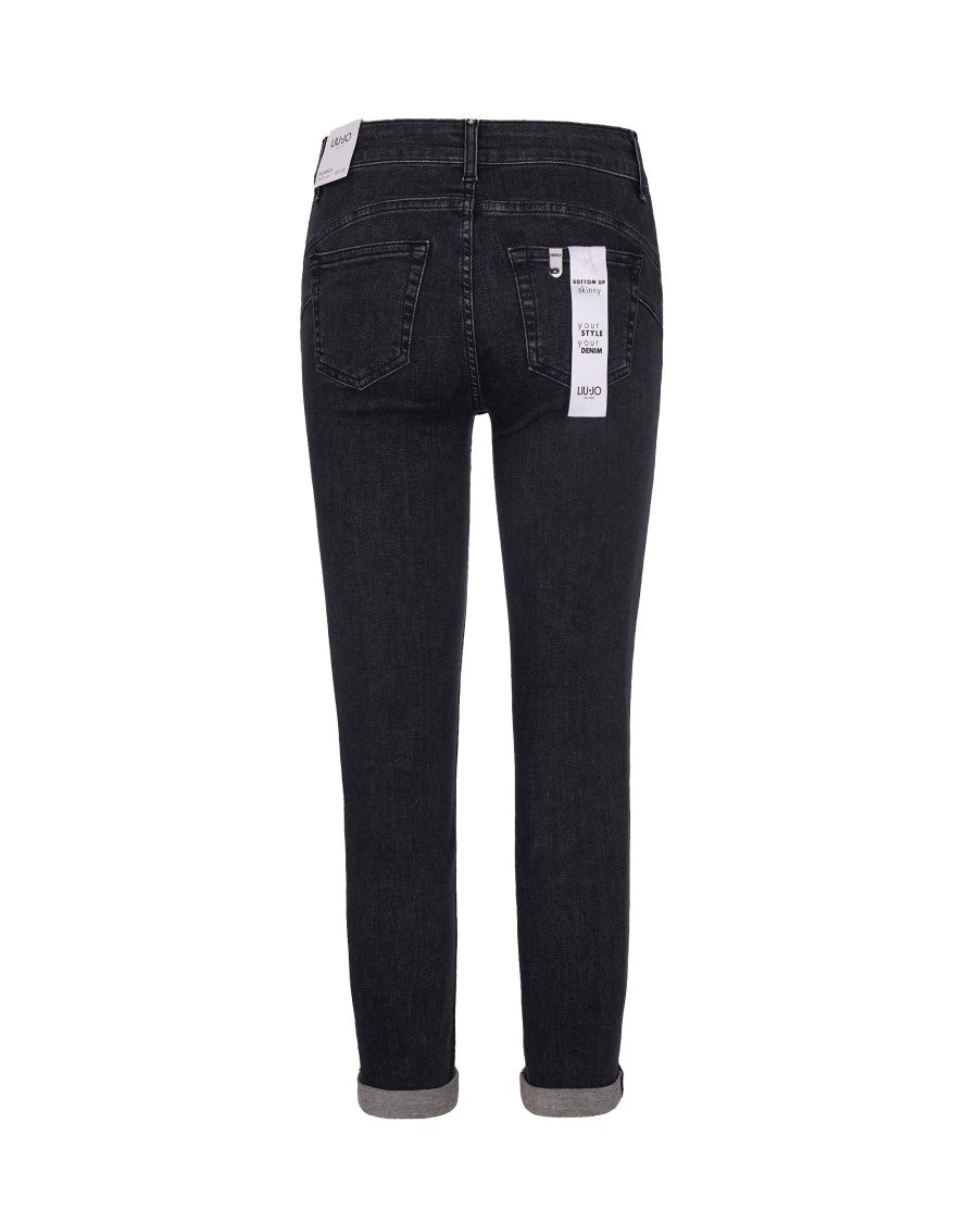 Liu Jo Skinny Jeans With Cuffs In Dark Gray