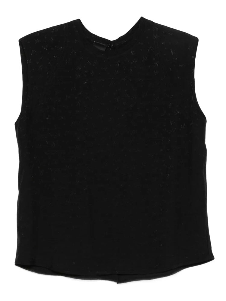 Pinko Black Jacquard Sleeveless Viscose Blouse