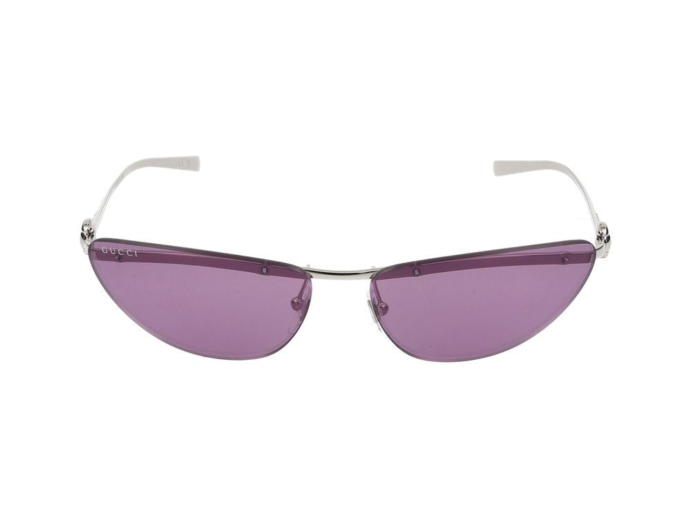 Gucci Silver Violet Lenses Cat-Eye Sunglasses