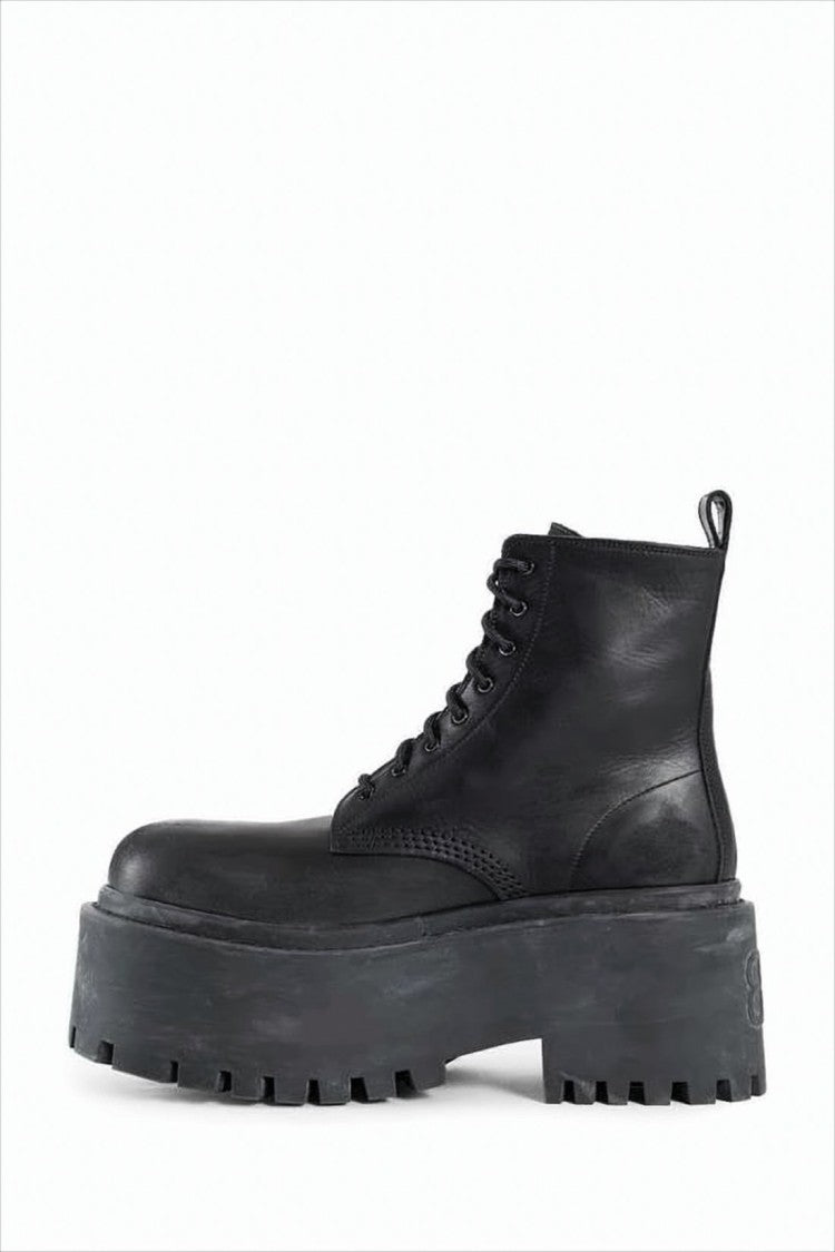 Balenciaga Chunky Platform Lace-Up Boots With Smooth Bullskin Leather