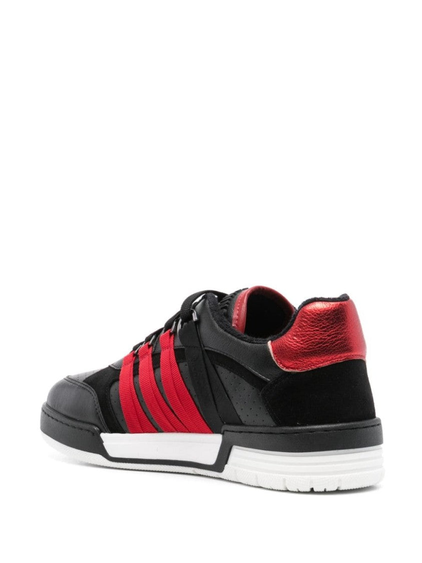 Moschino Panelled Calf Leather And Suede Sneakers