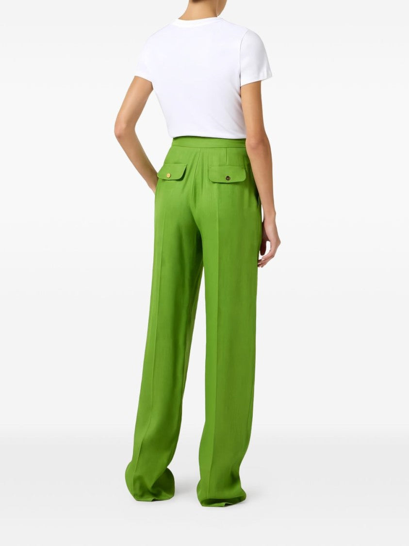 Elisabetta Franchi Thread-Embroidered Logo White Crew Neck Top