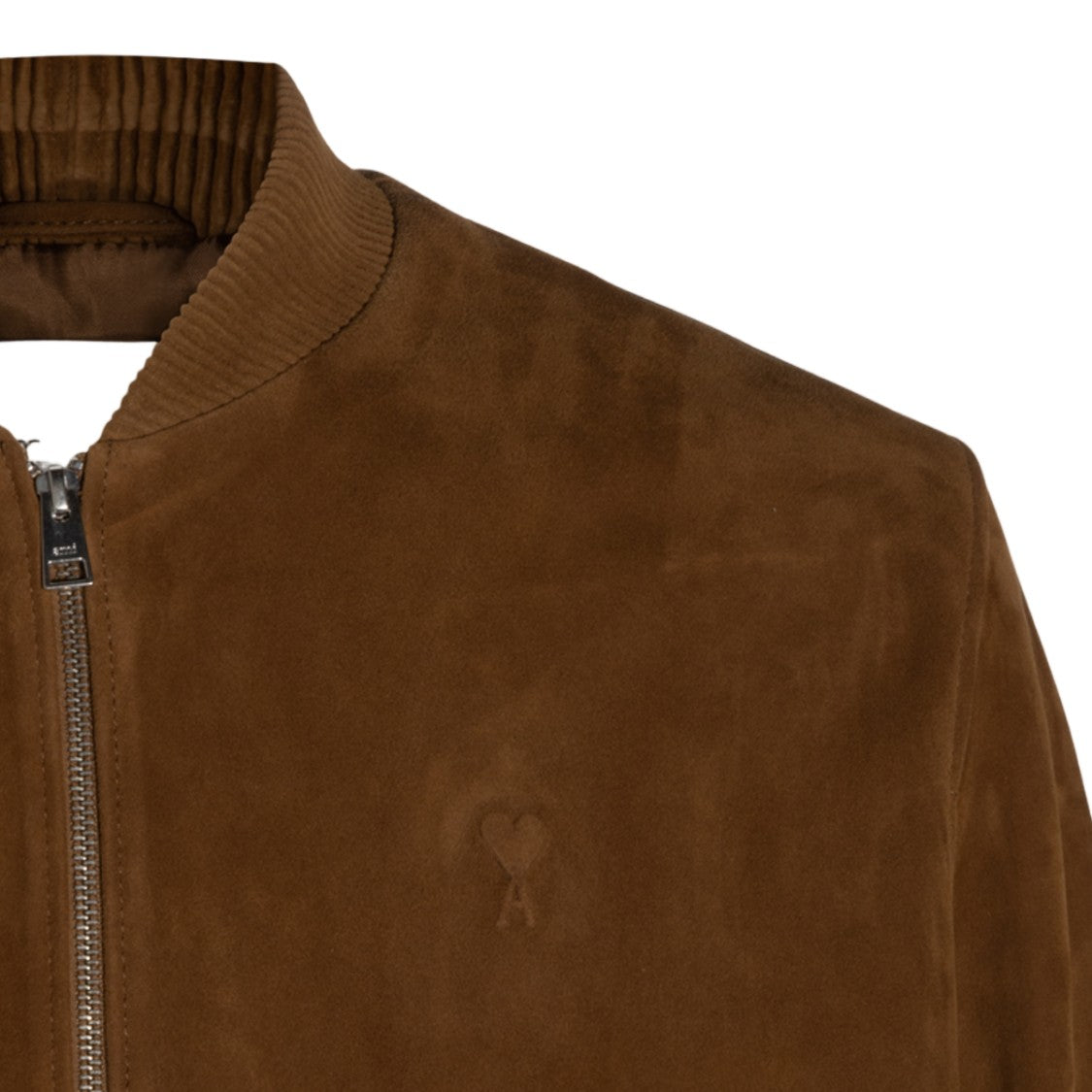 Ami Paris Smooth Suede Casual Jacket With Embossed Logo