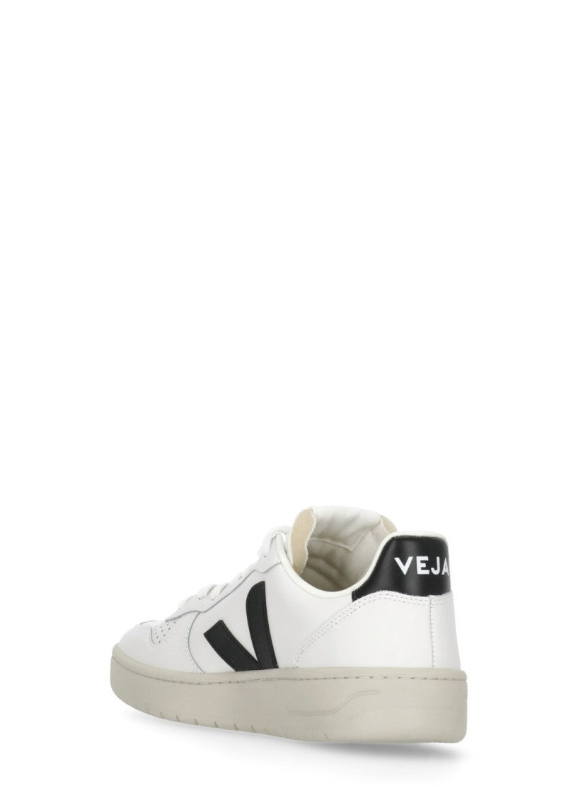 Veja White V-10 Prime Breathable Leather Sneakers