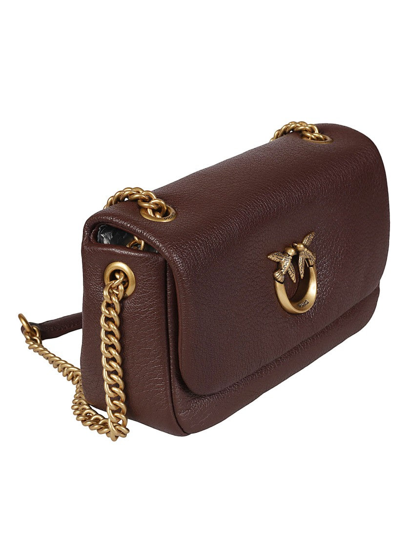 Pinko Click Soft Horizontal Rectangular Sheepskin Chain Shoulder Bag