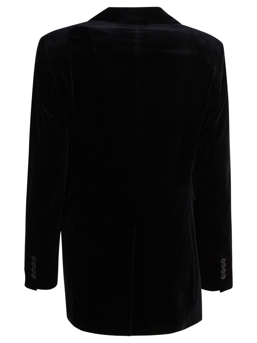 Max Mara Slouchy Double-Breasted Black Velvet Blazer