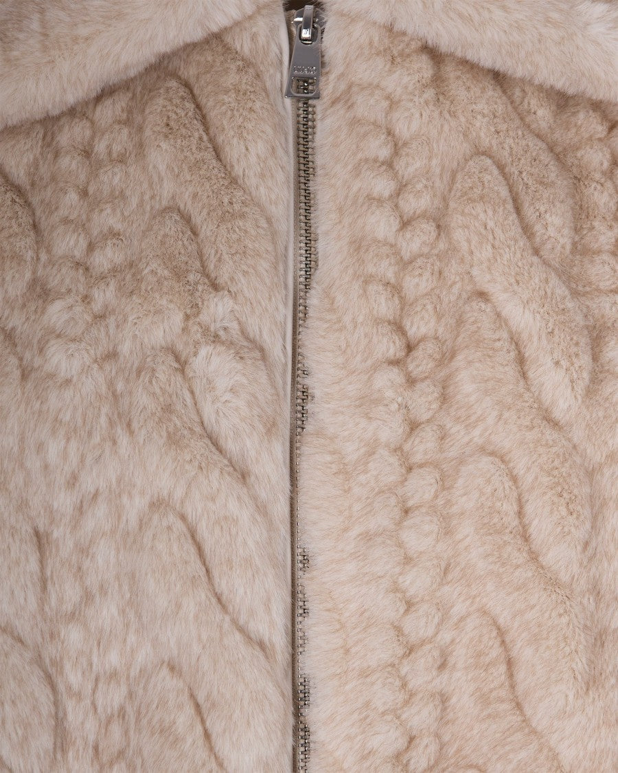 Liu Jo Braided Pattern Teddy Bomber Jacket