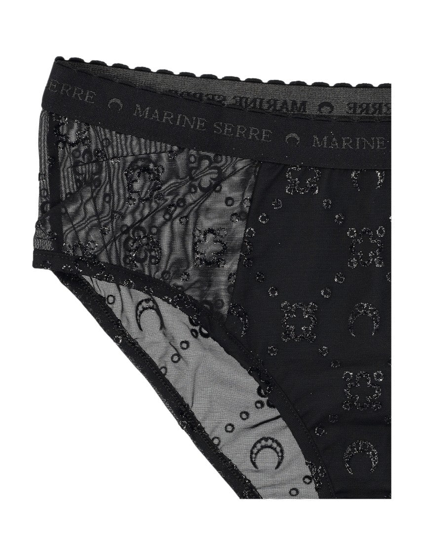 Marine Serre High Elastic Brief Mesh Flock Glitter