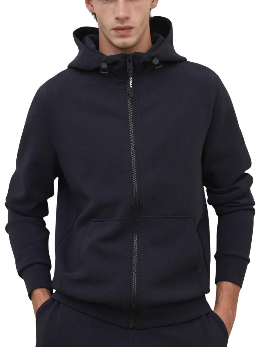 Ecoalf Full-Zip Black Agadir Hoodie With Drawstring Hood And Kangaroo Pocket