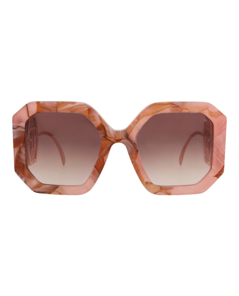 Philipp Plein Square-Frame Acetate Sunglasses With Gradient Lenses And Gold Accents
