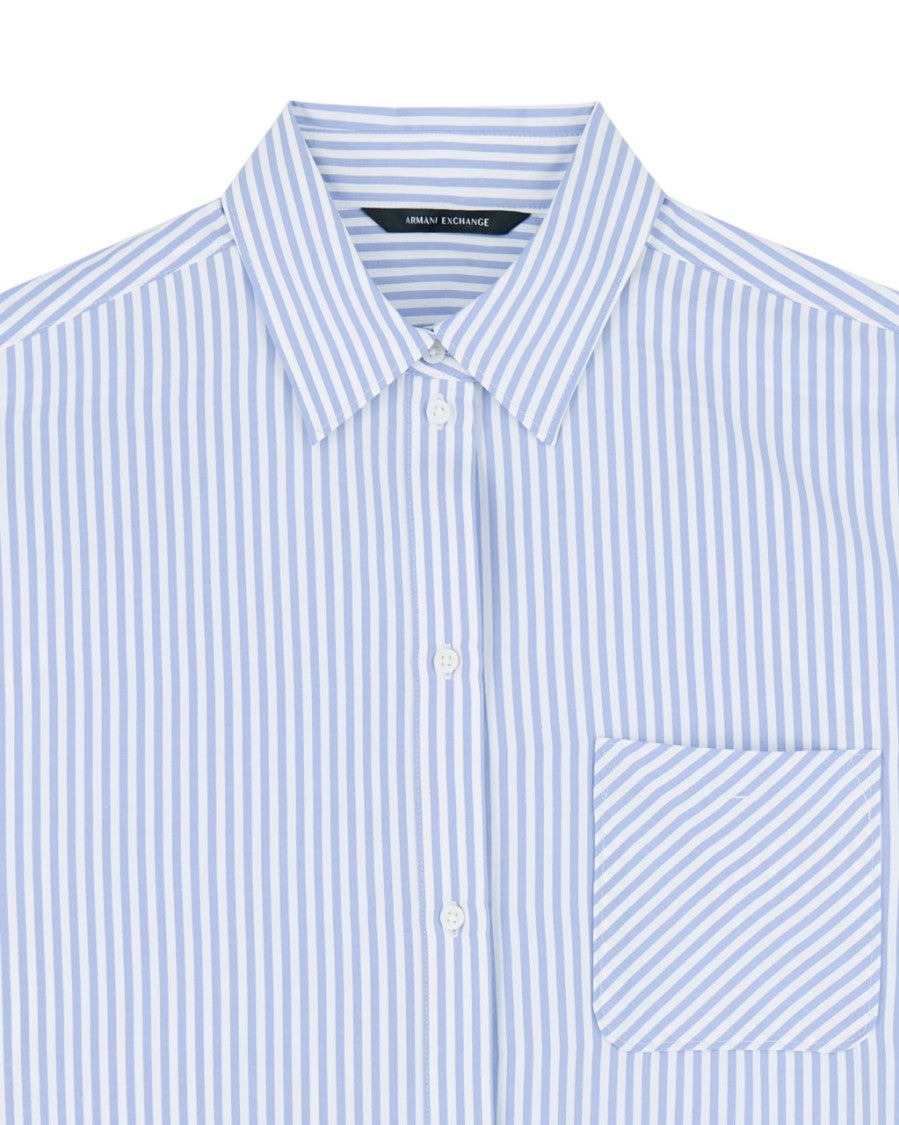 Armani Exchange Vertical Striped Shirt In Recycled Rayon