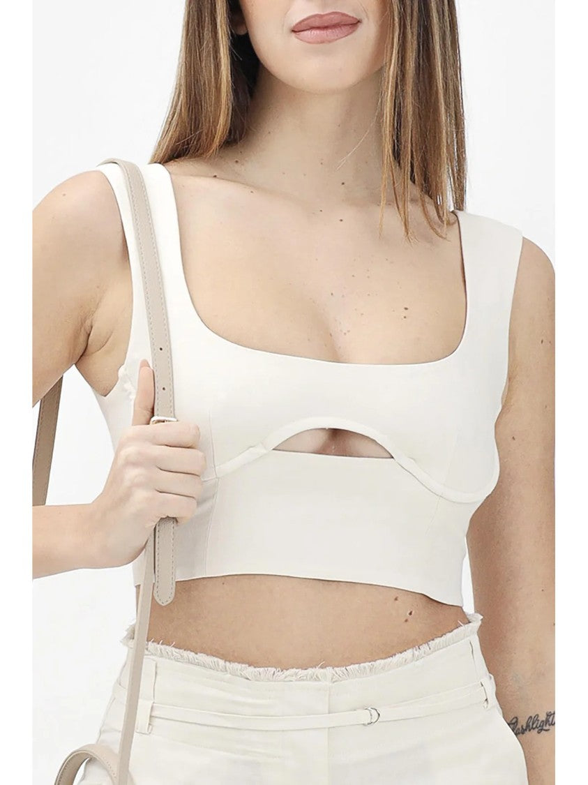 Patrizia Pepe White Viscose Linen Top