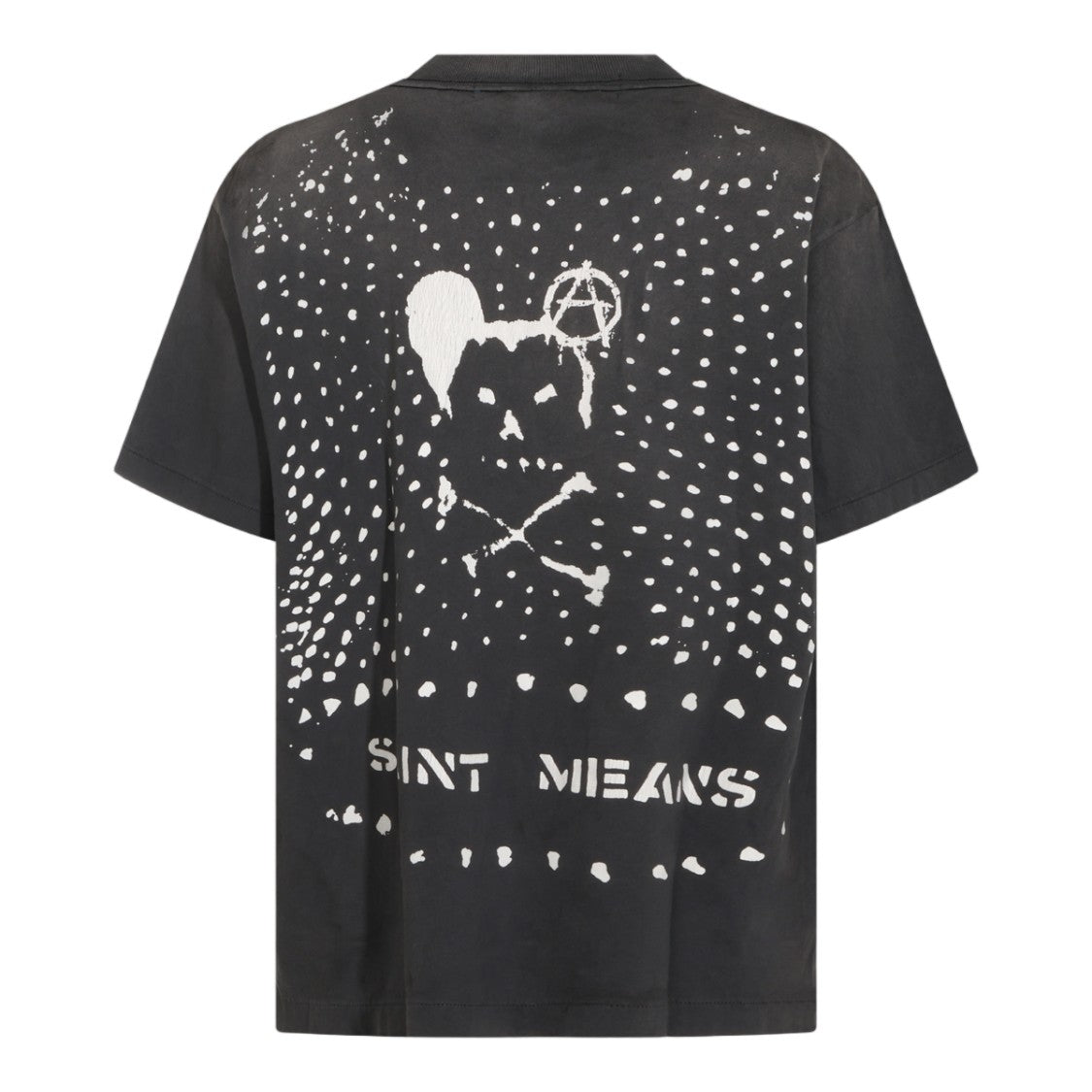 Saint Mxxxxxx Black Short-Sleeve Graphic T-Shirt With Bold Prints
