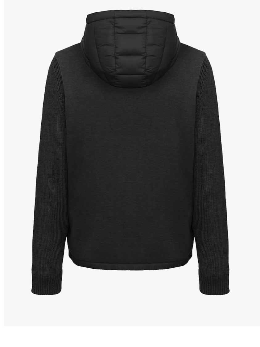 Colmar Black Quilted Knitted Sleeves Hooded Jacket