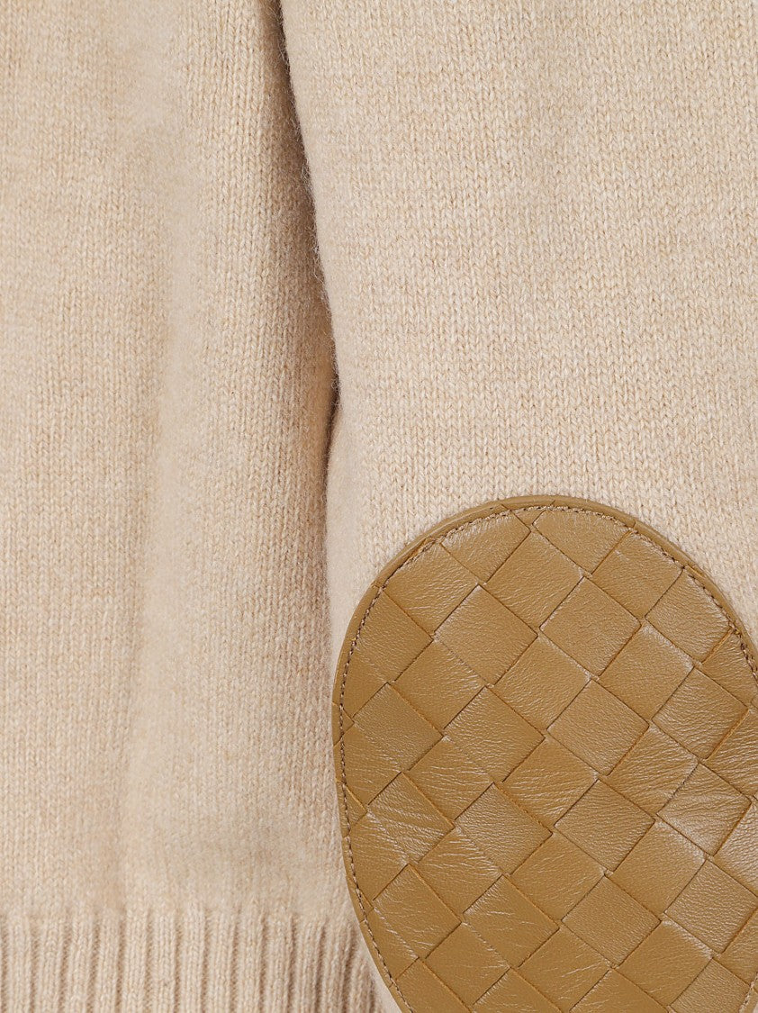 Bottega Veneta Cropped Button-Down Cashmere Sweater With Leather Elbow Patches