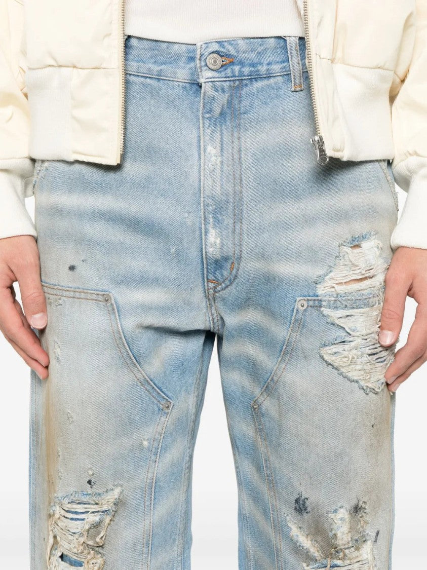 Mm6 By Maison Margiela Indigo Blue Distressed Jeans