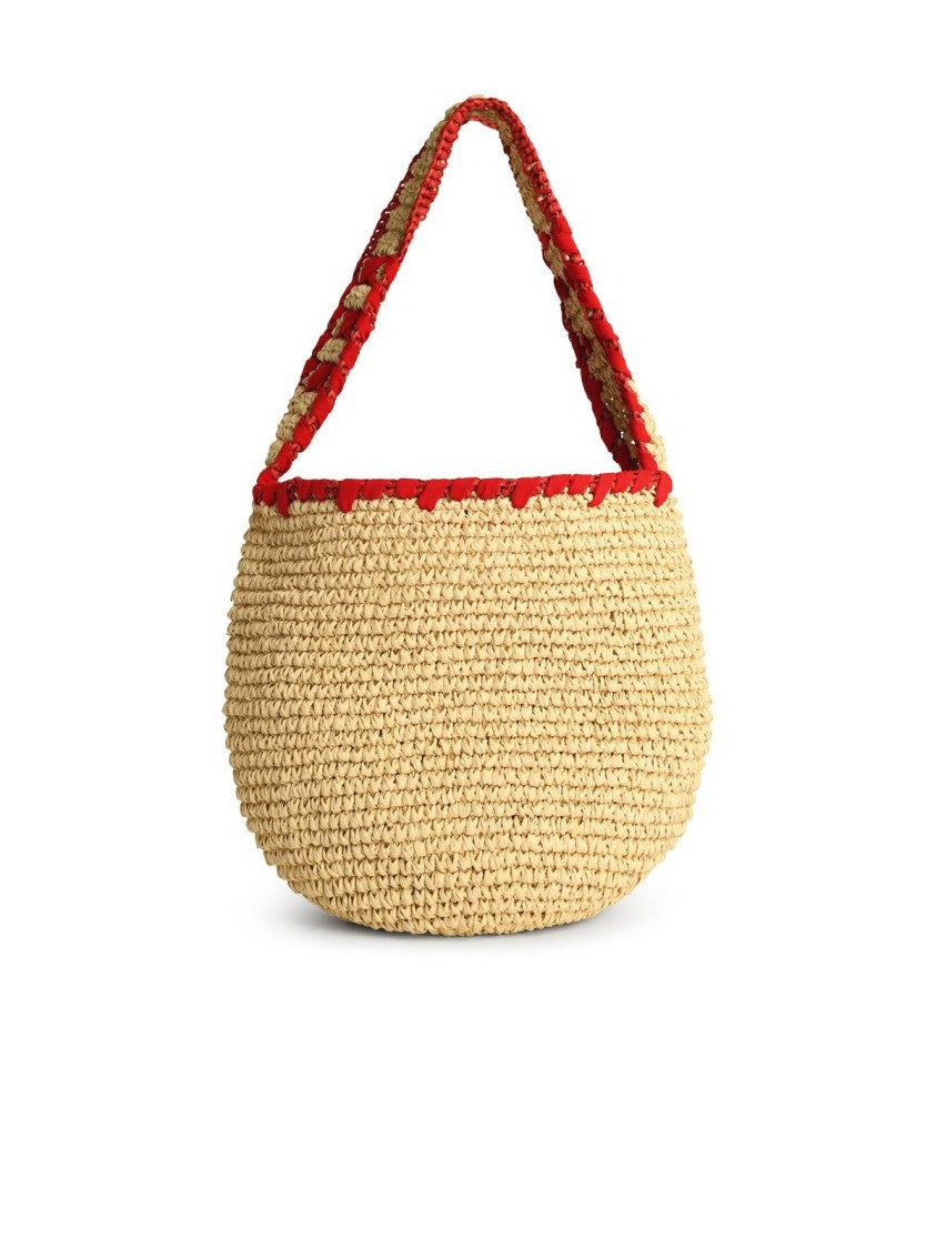 Marni Medium 'Hobo Nassa' Bag In Red Natural Raffia