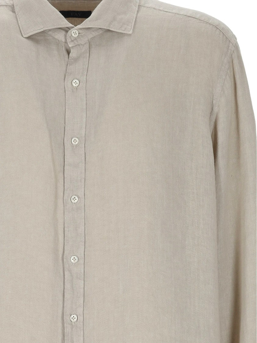 Fay Long-Sleeve Button-Up Shirt With Classic Collar And Relaxed Fit