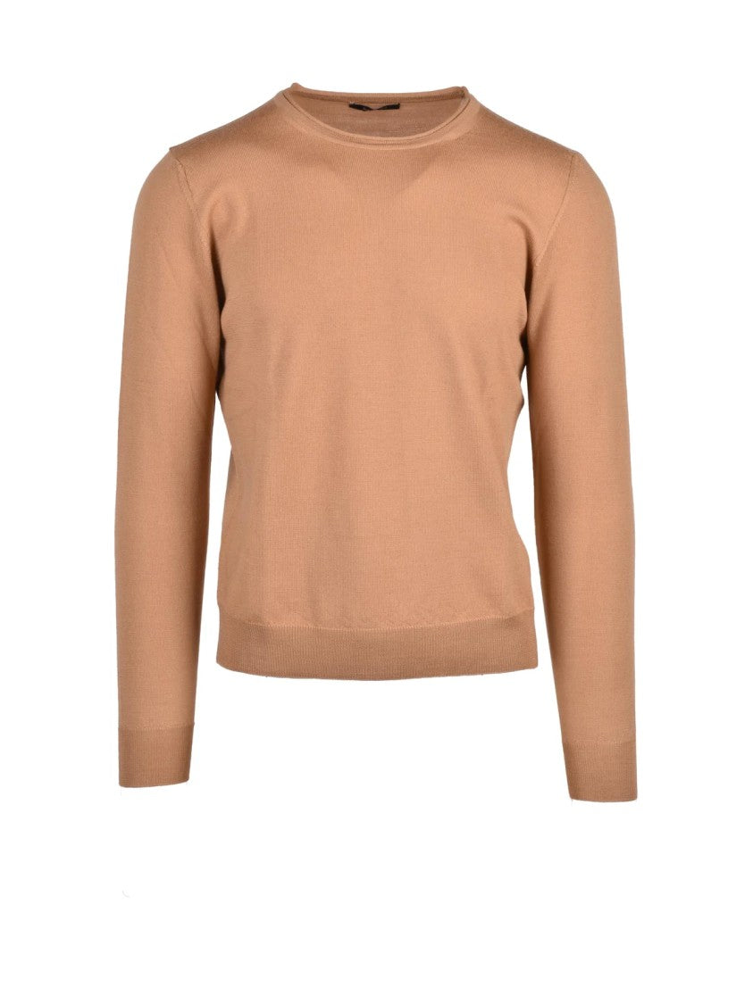 Bellwood Crewneck Sweater In Extrafine Merino Wool With Ribbed Detailing