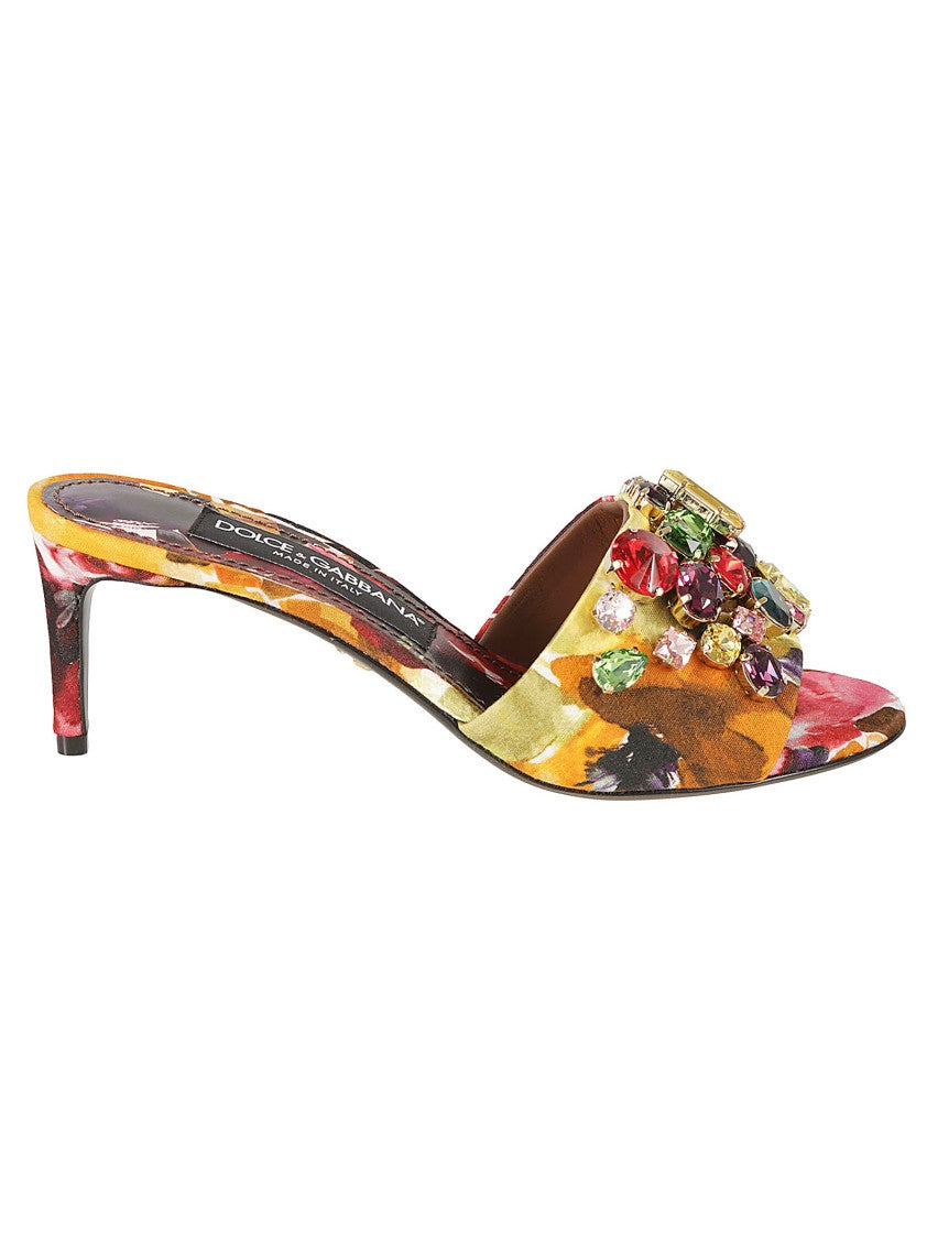 Dolce & Gabbana Open-Toe Heels With Floral Pattern