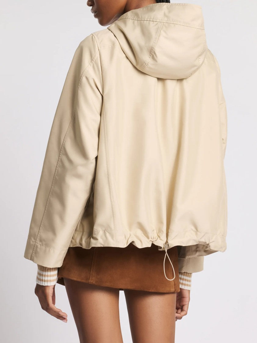 Fay Boxy Cropped High Collar Hooded Jacket