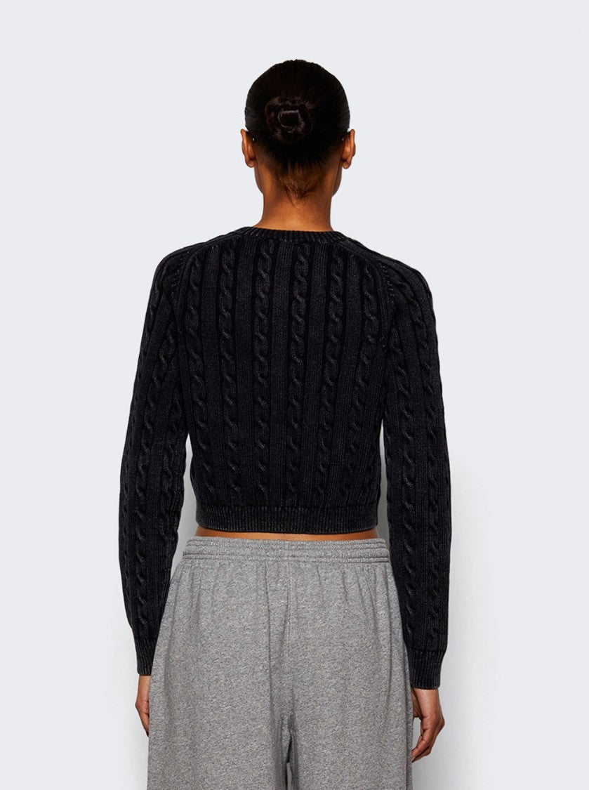 T By Alexander Wang Cropped Crewneck Cardigan - Washed Black