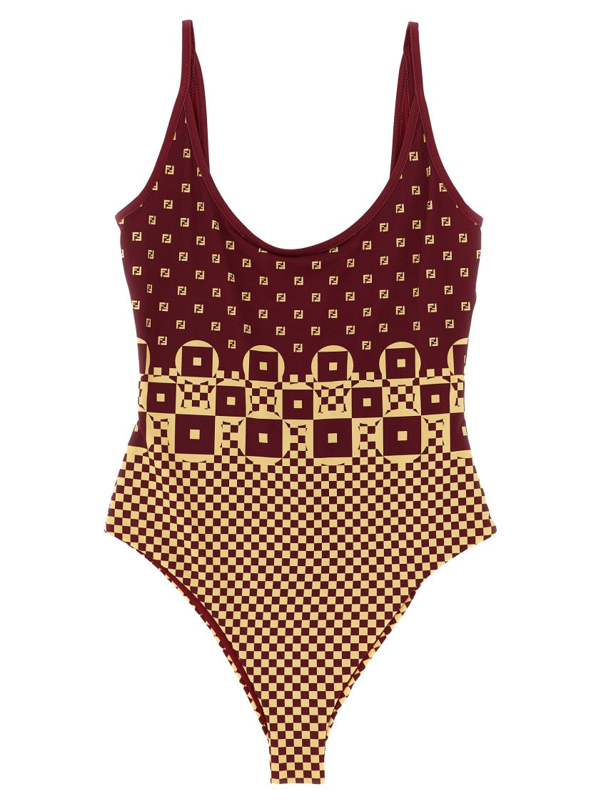 Fendi Micro Patchwork One-Piece Swimsuit