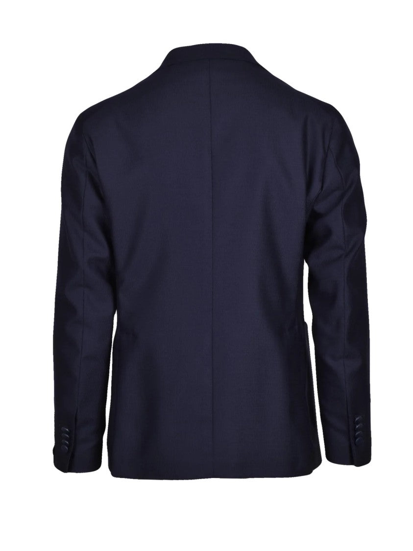 Tagliatore Blue Fitted Virgin Wool Jacket