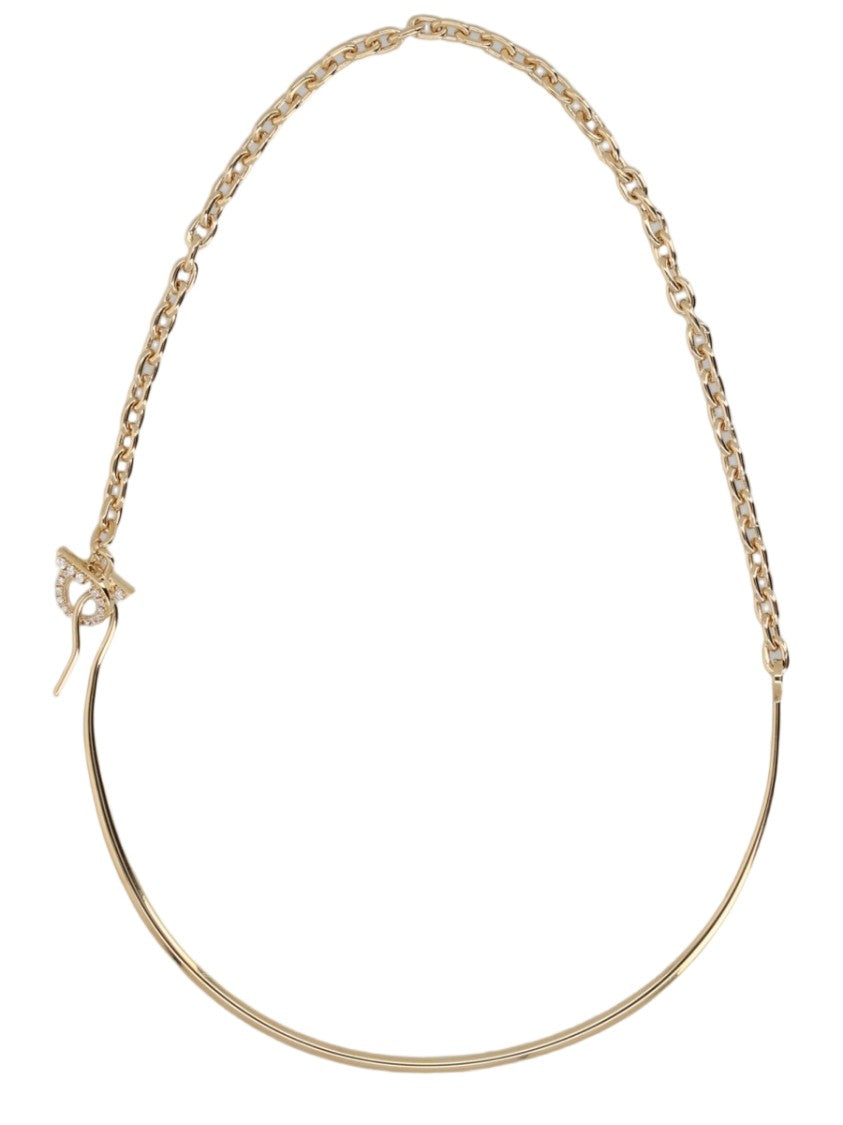 Ferragamo Gold Curved Bar Bar Charm Brass Necklace