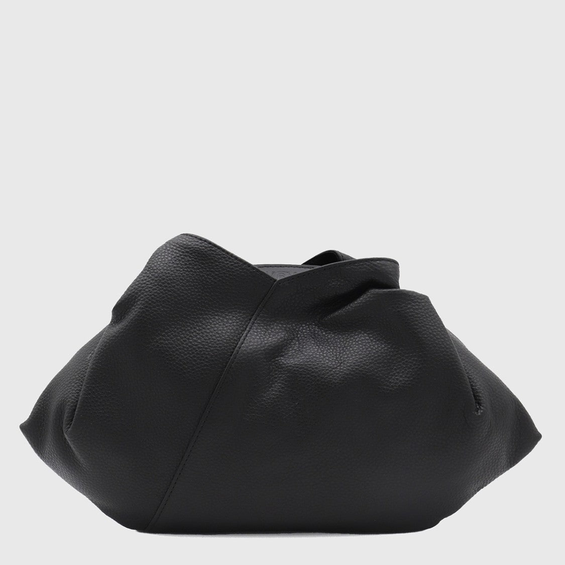 Mm6 By Maison Margiela Gathered Black Leather Top Handle Bag
