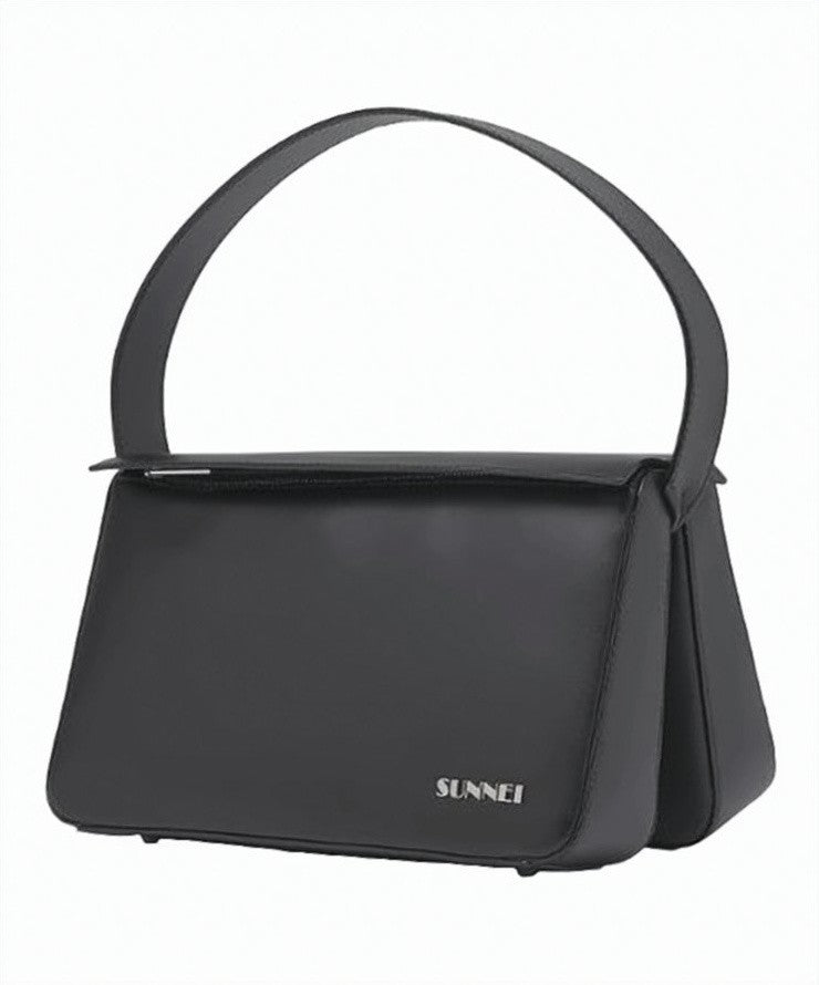Sunnei Structured Black Cow Leather Tote Bag