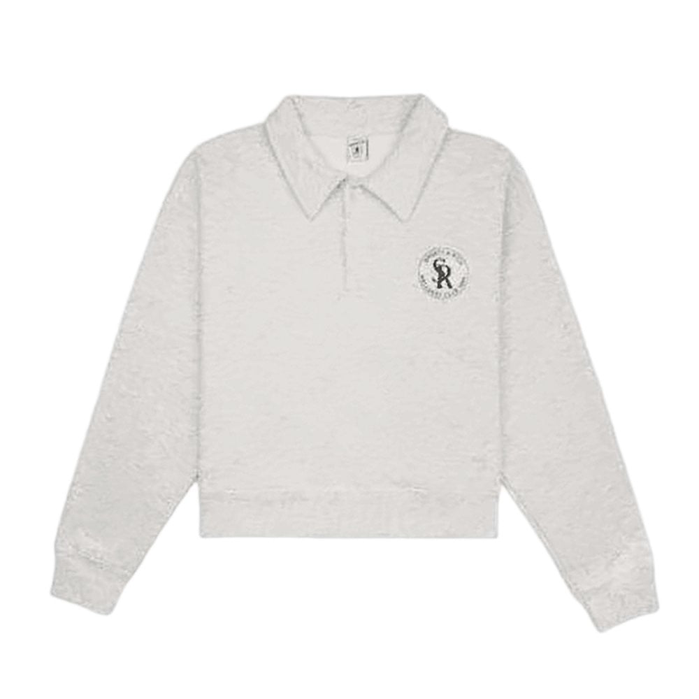 Sporty And Rich Heathered Grey Long-Sleeved Polo Shirt With Cropped Fit And Logo