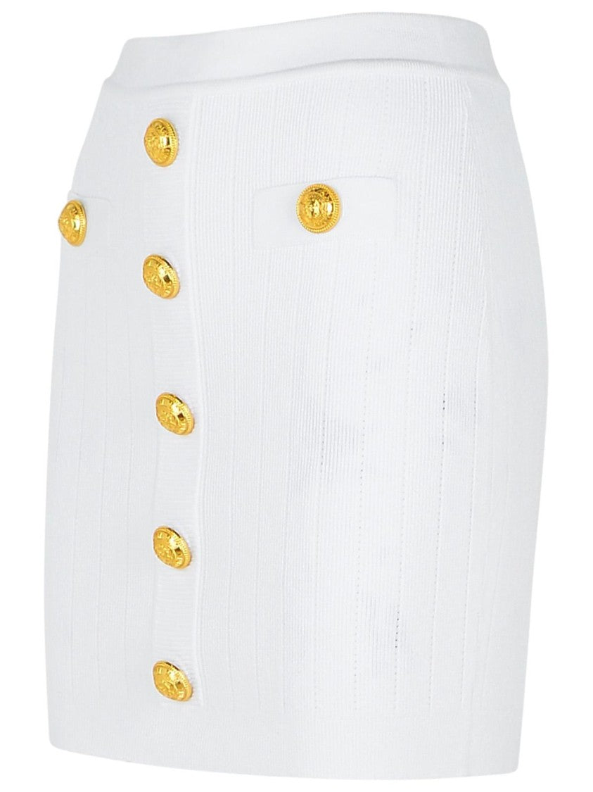 Balmain Mini Skirt In White Viscose Blend