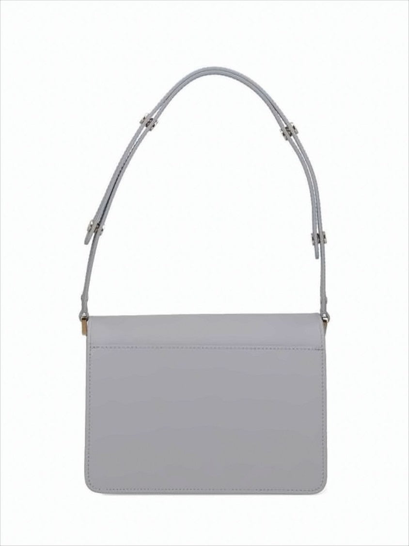 Marni Structured Grey Fabric And Leather Shoulder Bag With Gold Hardware