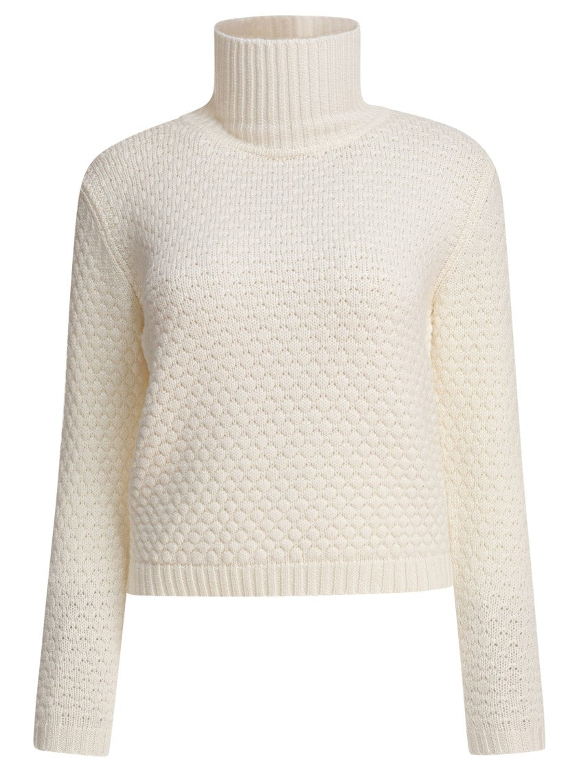Rakki' Textured Merino Wool Sweater With High Turtleneck
