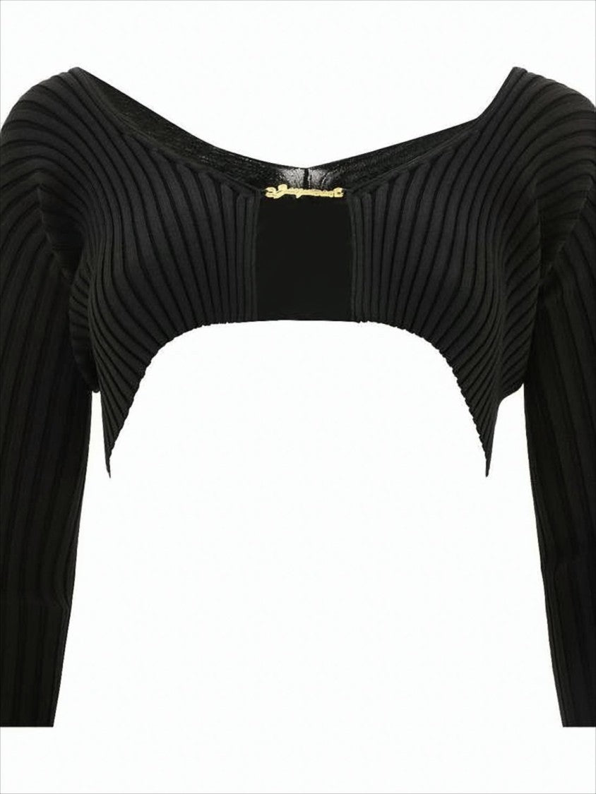 Jacquemus Ribbed Cropped Cardigan With Off-Shoulder Neckline
