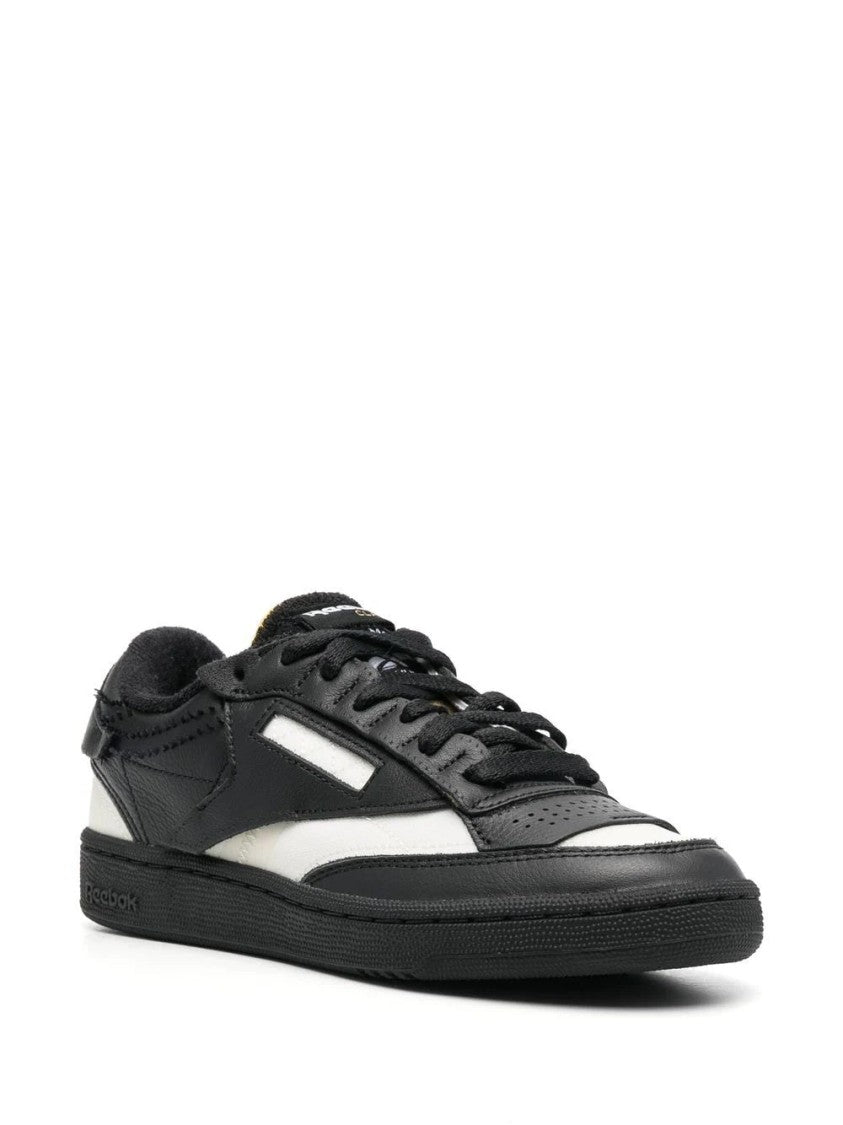 Maison Margiela Low-Top Black Leather Sneakers With White Accents