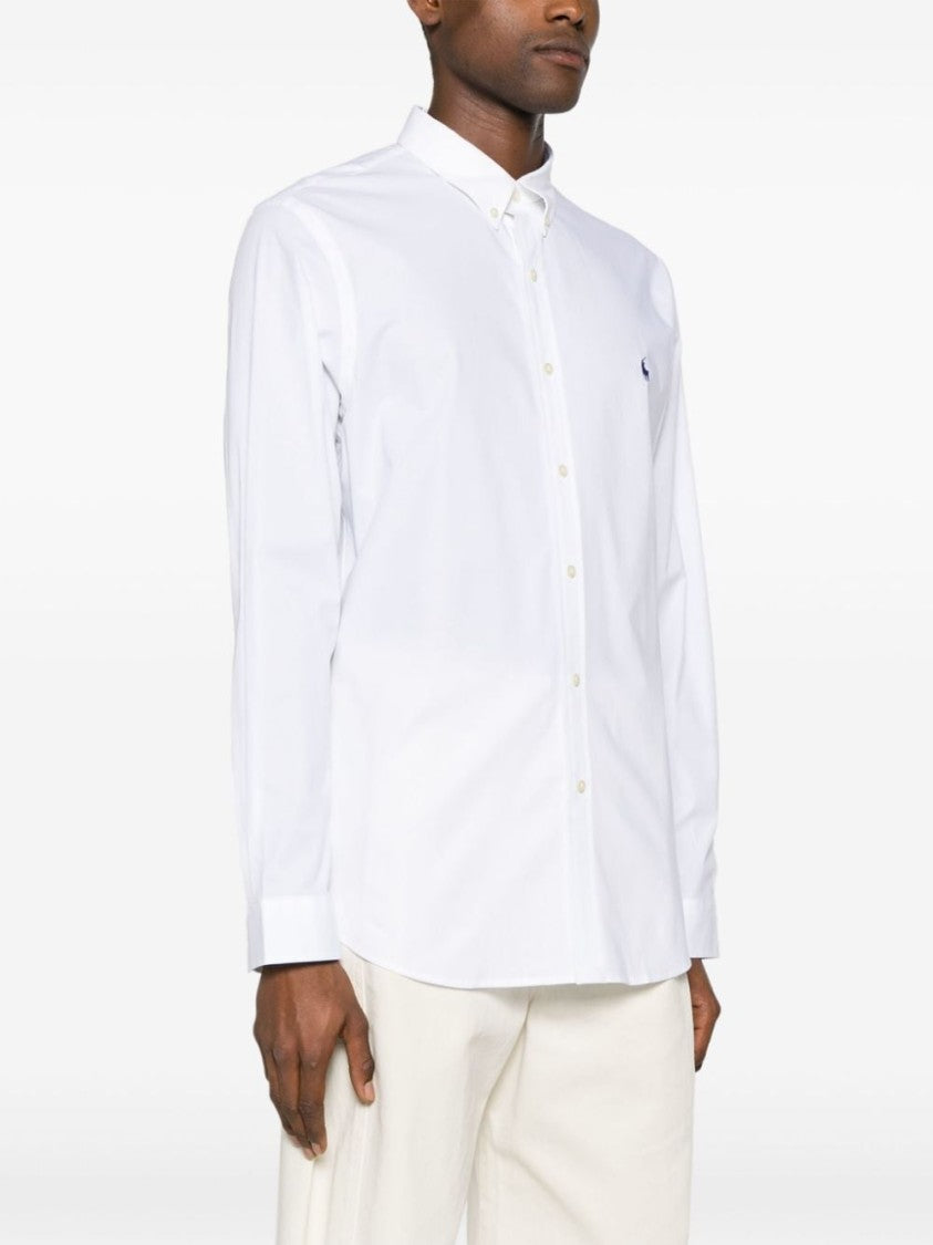 Polo Ralph Lauren White Cotton Shirt With Curved Hem