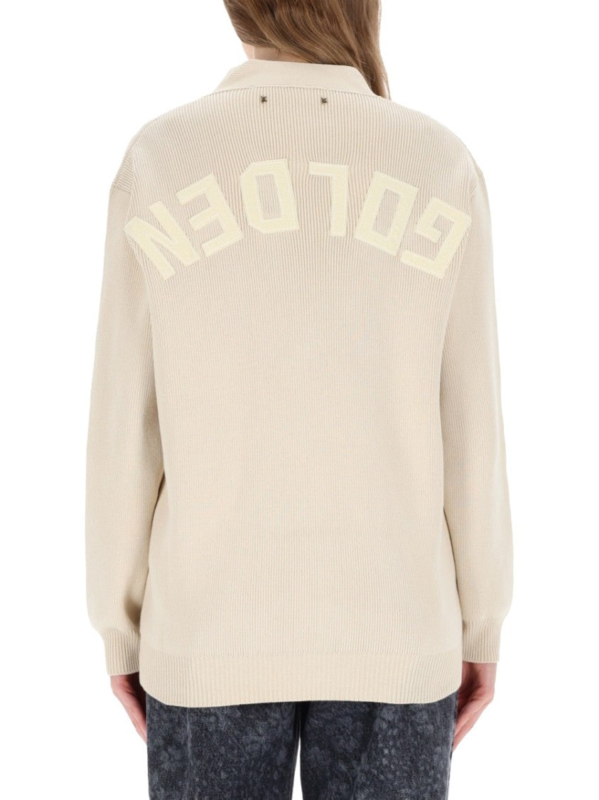 Golden Goose Ribbed Knit Logo Cardigan