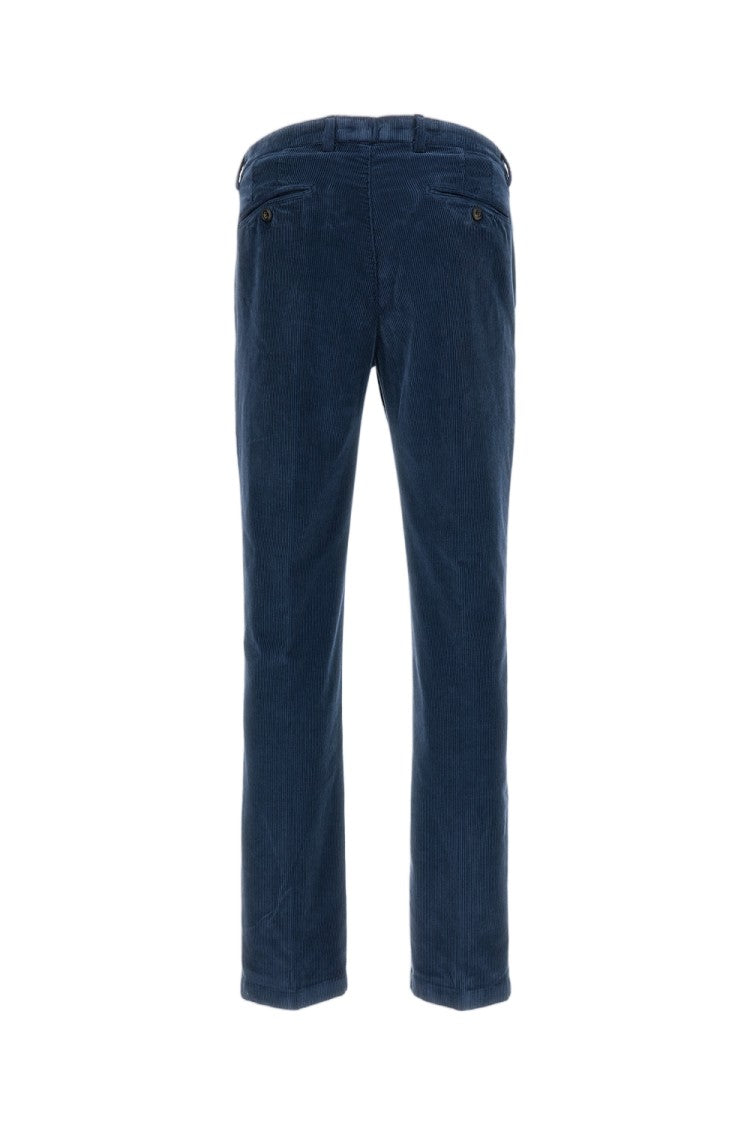 Briglia 1949 Blue Cotton Corduroy Slim Straight-Leg Pants