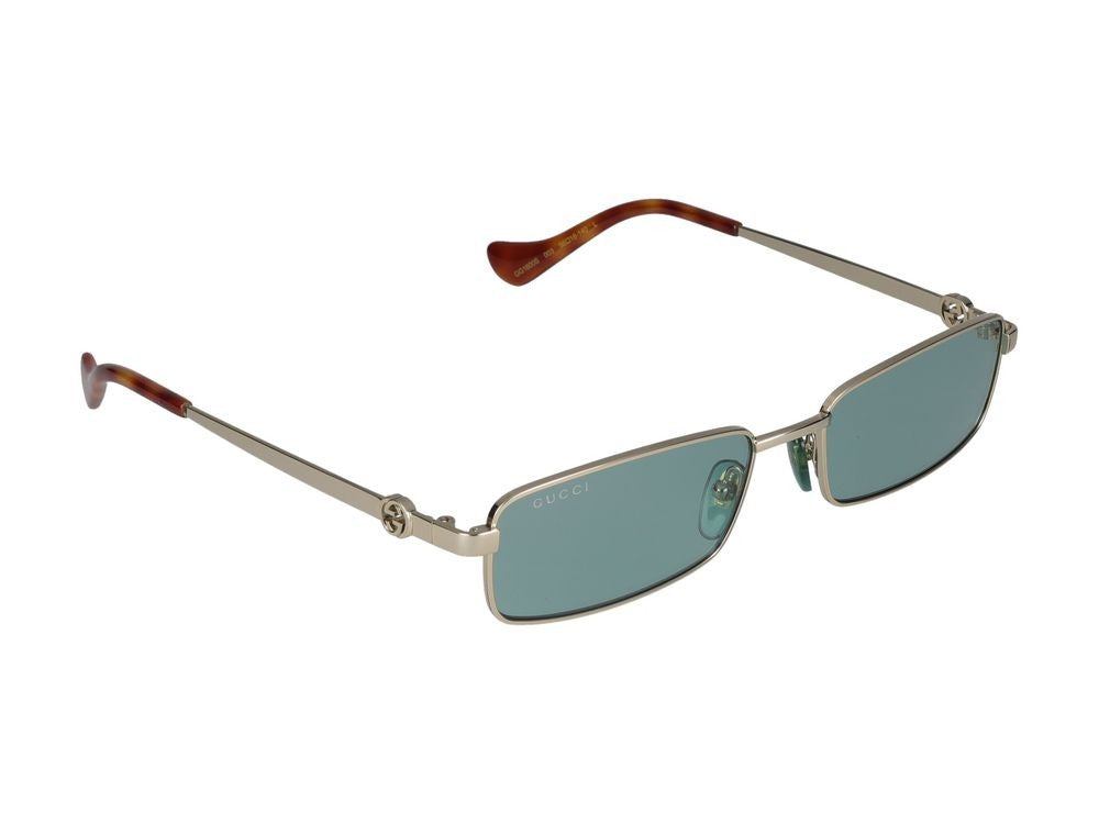 Gucci Gold Rectangular Metal Frame Sunglasses