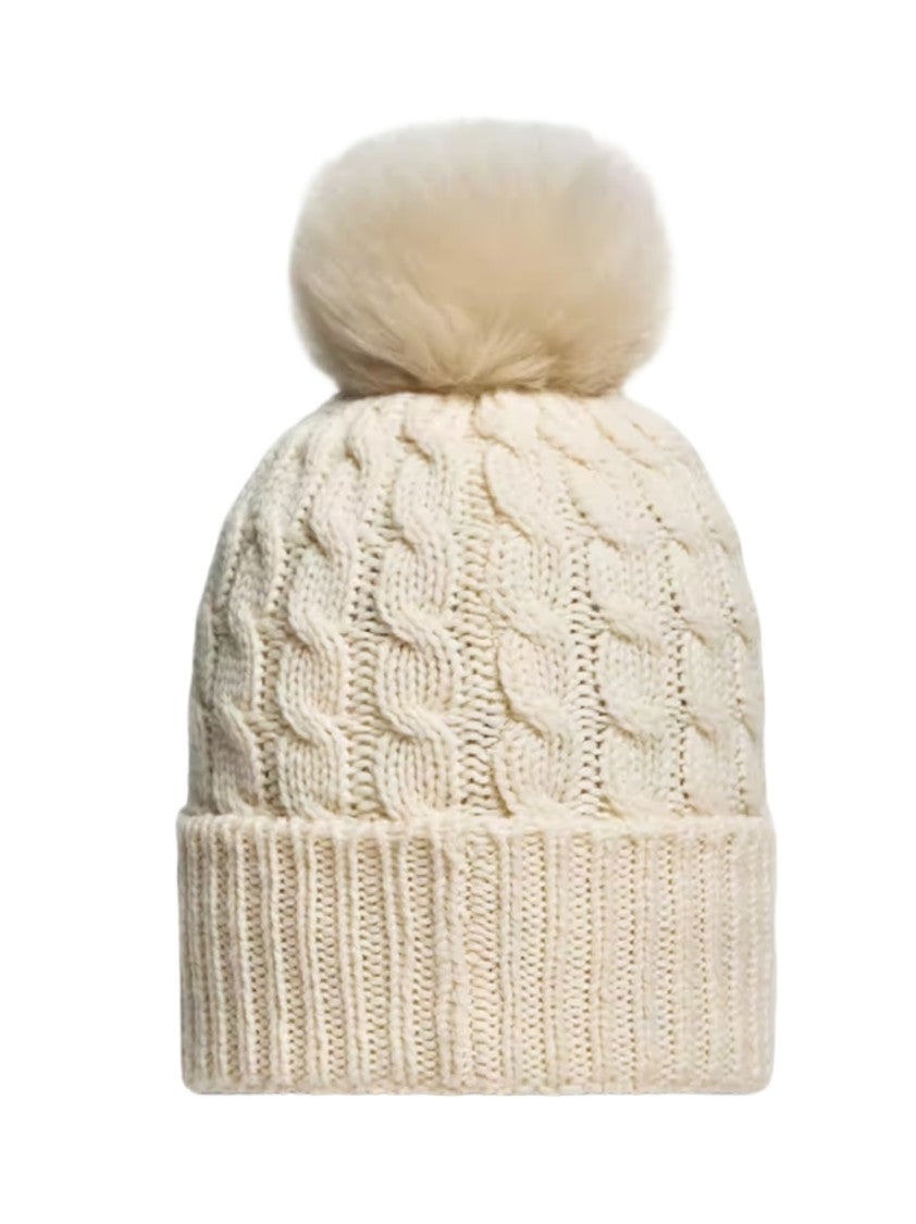 Moncler Grenoble Knitted Wool Beanie With Large Fluffy Pom-Pom