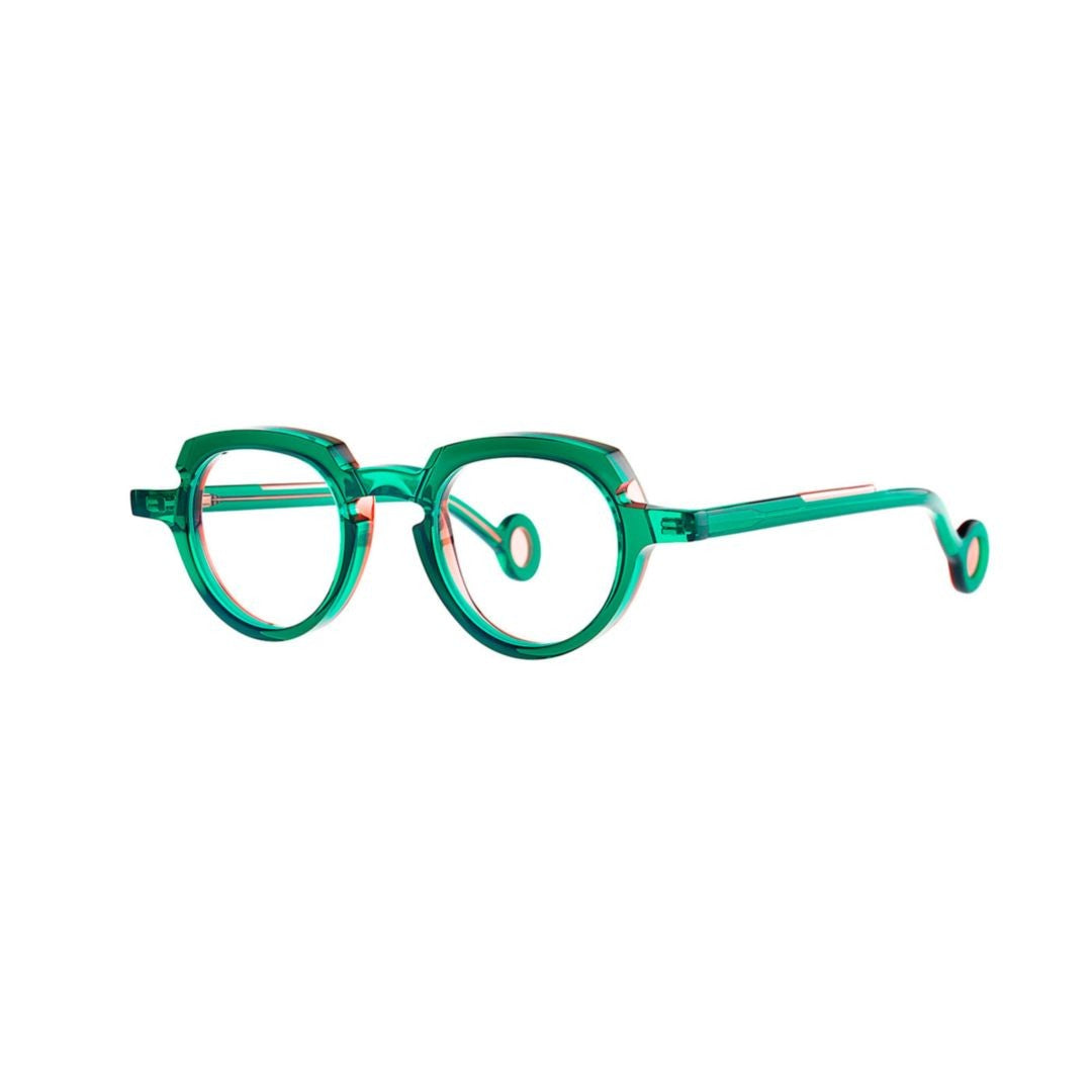 Theo Andy 016 Transparent Opal Green+ Transparent Red N24/2 Round Frame Acetate Eyeglasses