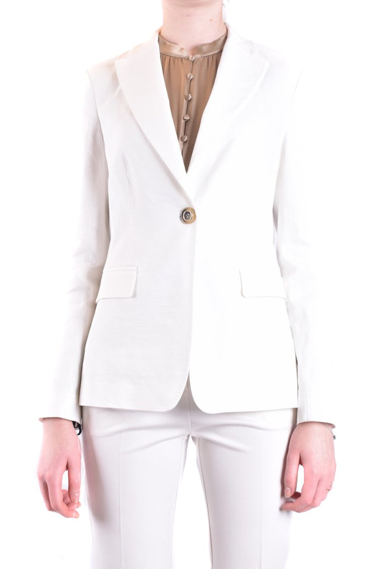 Pinko Tailored White Jacket With Single-Button Closure