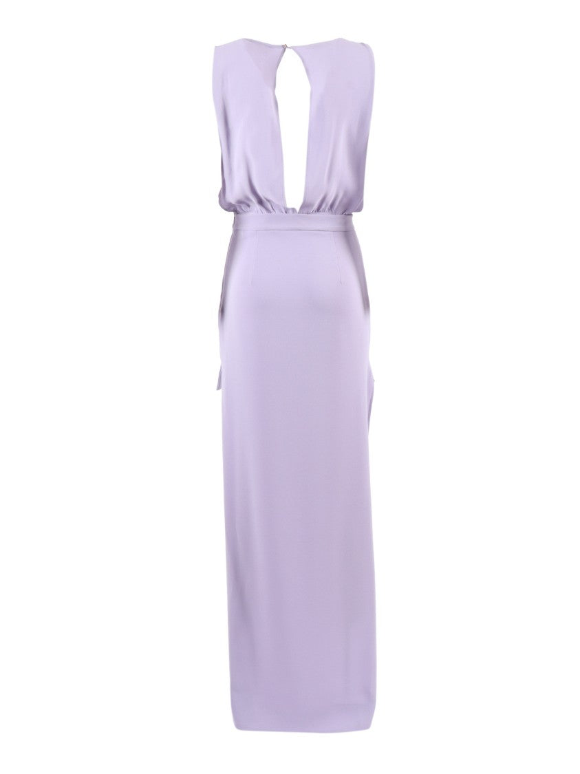 Elisabetta Franchi Draped Keyhole Back Midi Dress